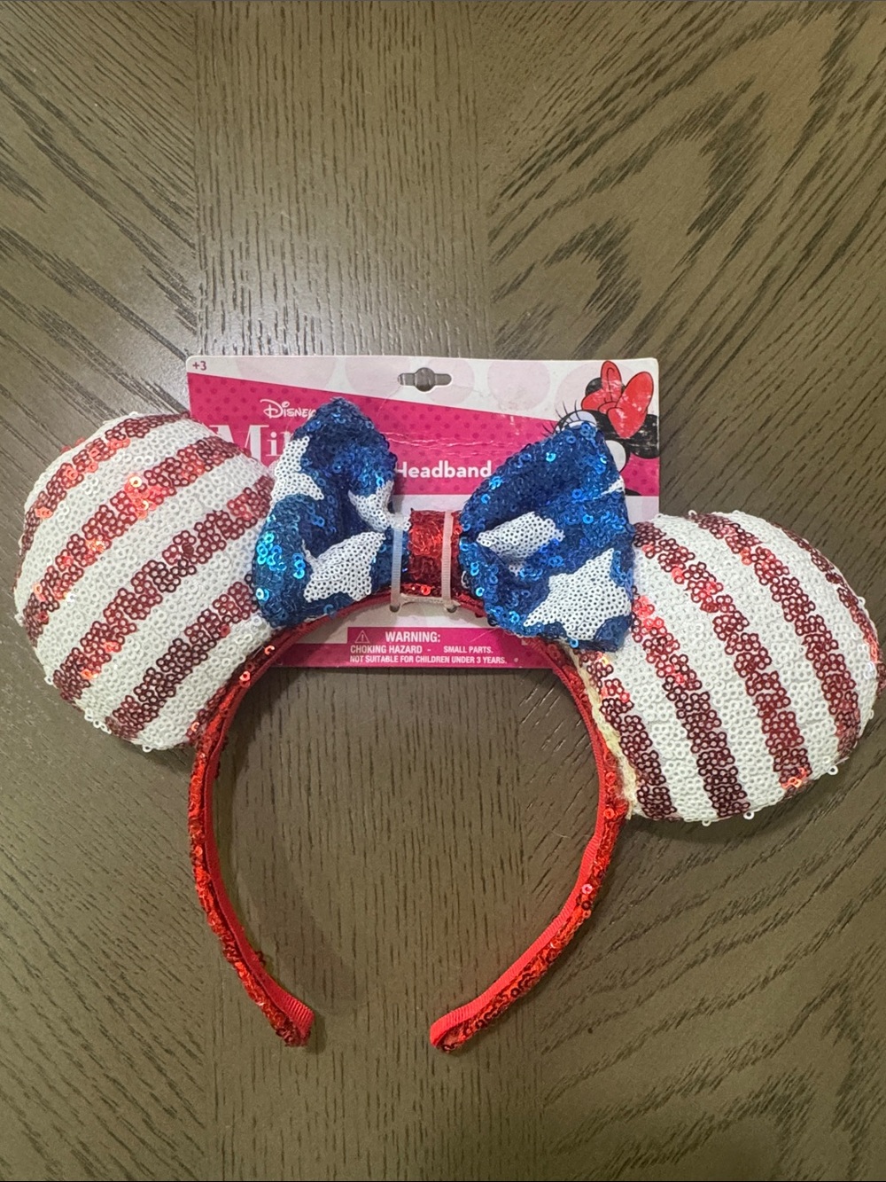 Disney Red, White & Blue Sequin Minnie Ears Headband
